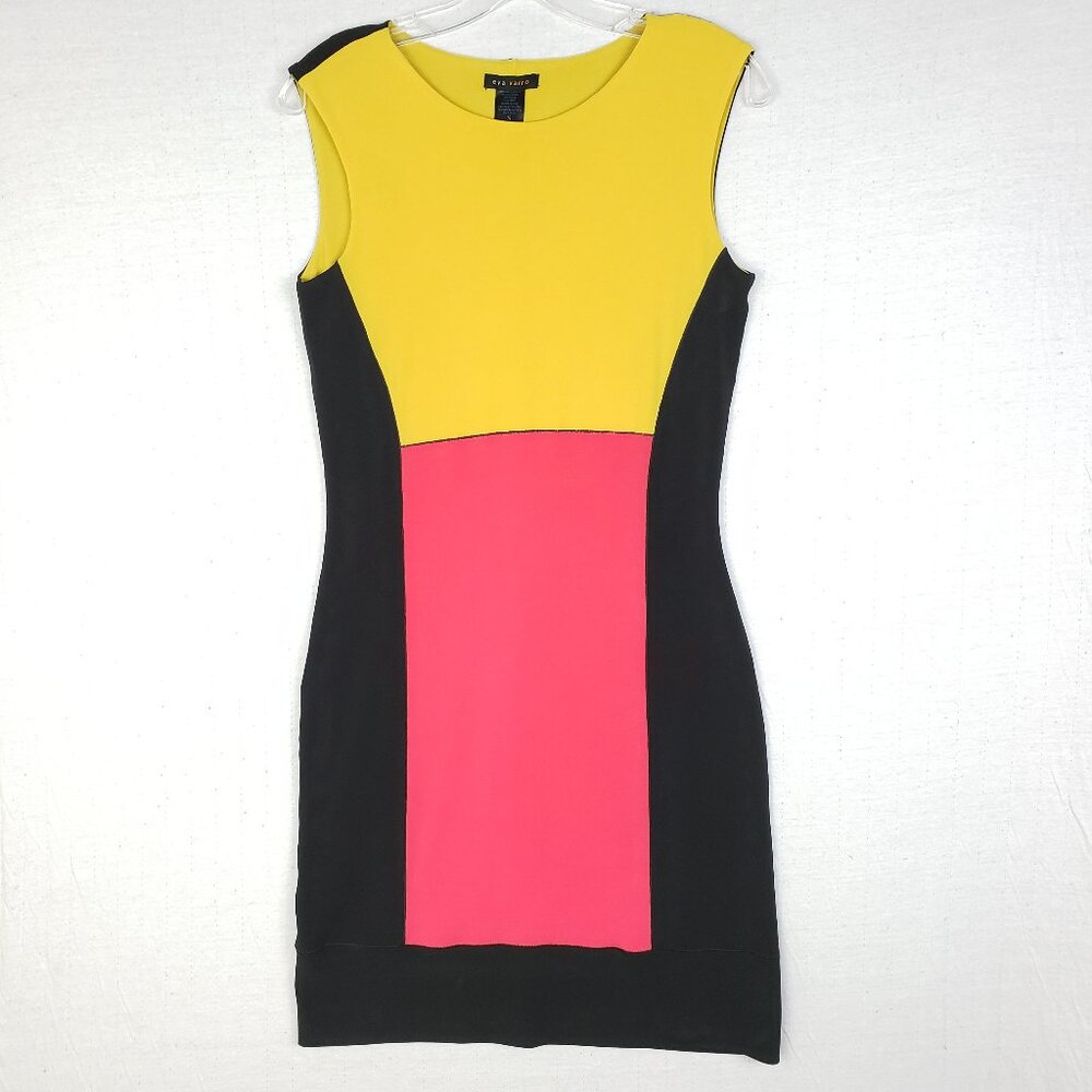 Eva Varro Colorblock Dress Abstract Geometrical Colorful Slinky Art-to-Wear sz S